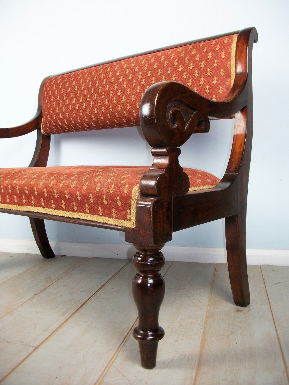Victorian Walnut Window Seat Hall Bench View V