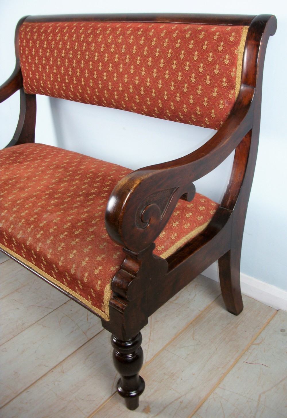 Victorian Walnut Window Seat Hall Bench View VII