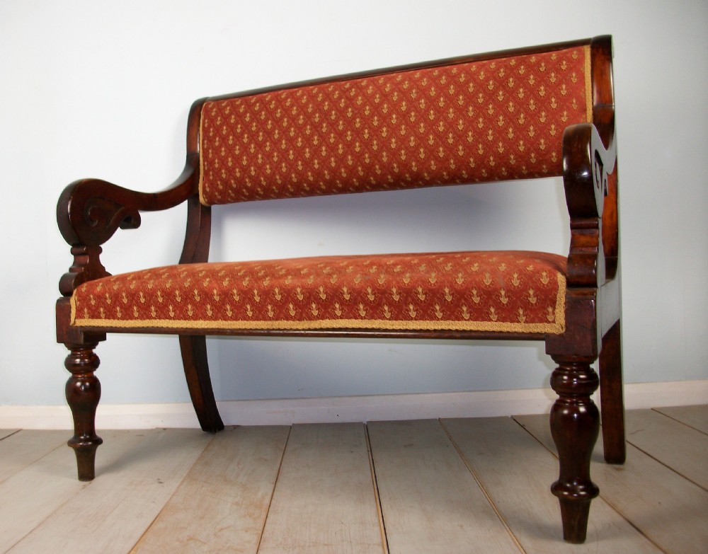 Victorian Walnut Window Seat Hall Bench View X