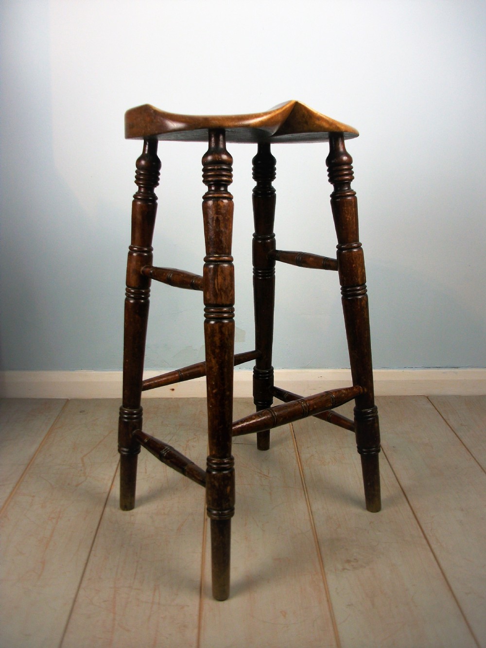 Antique Elm Artist's or Bar Saddle Seat Stool View II