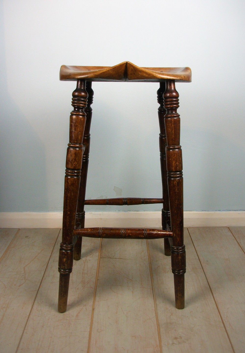 Antique Elm Artist's or Bar Saddle Seat Stool View III