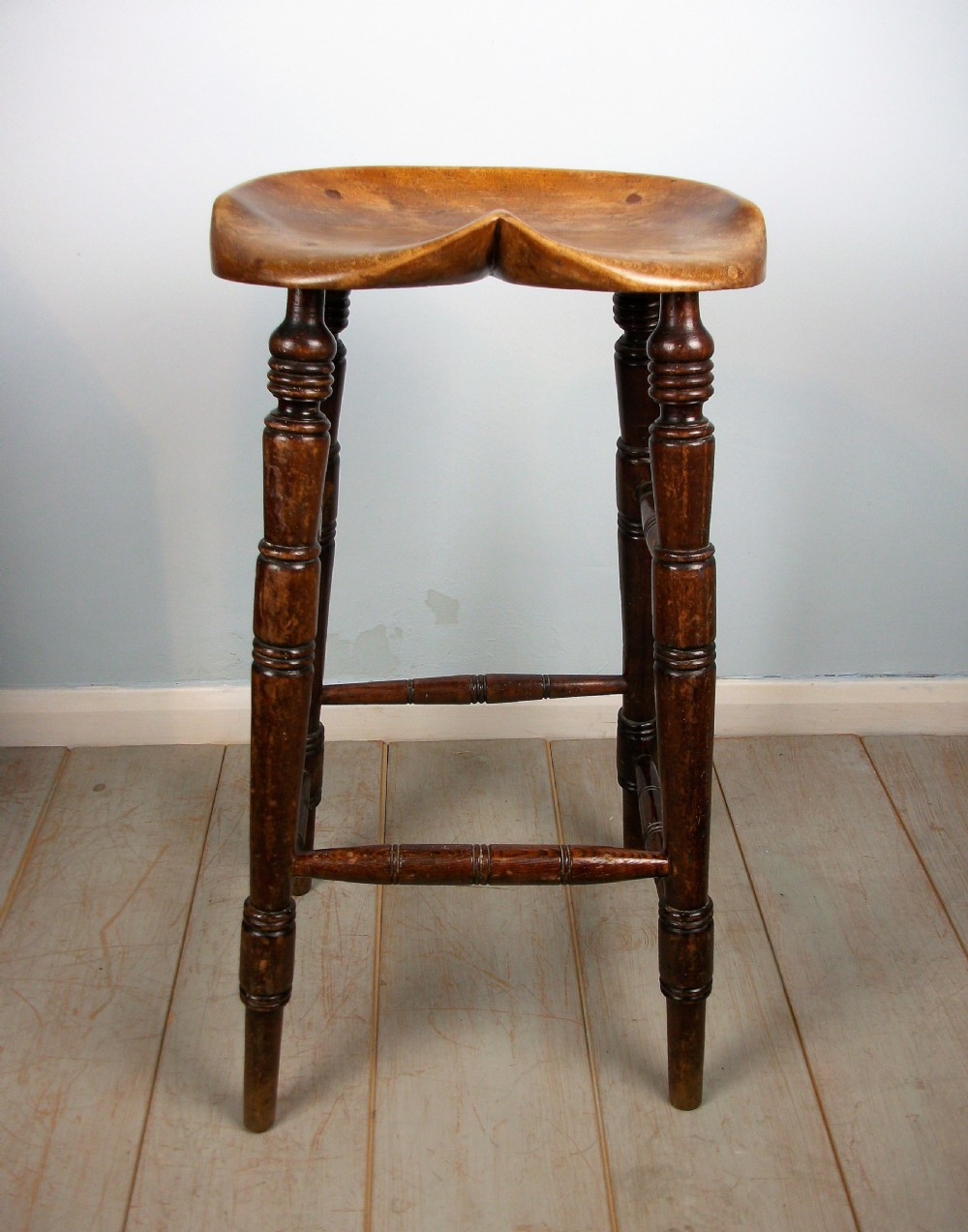 Antique Elm Artist's or Bar Saddle Seat Stool View IV