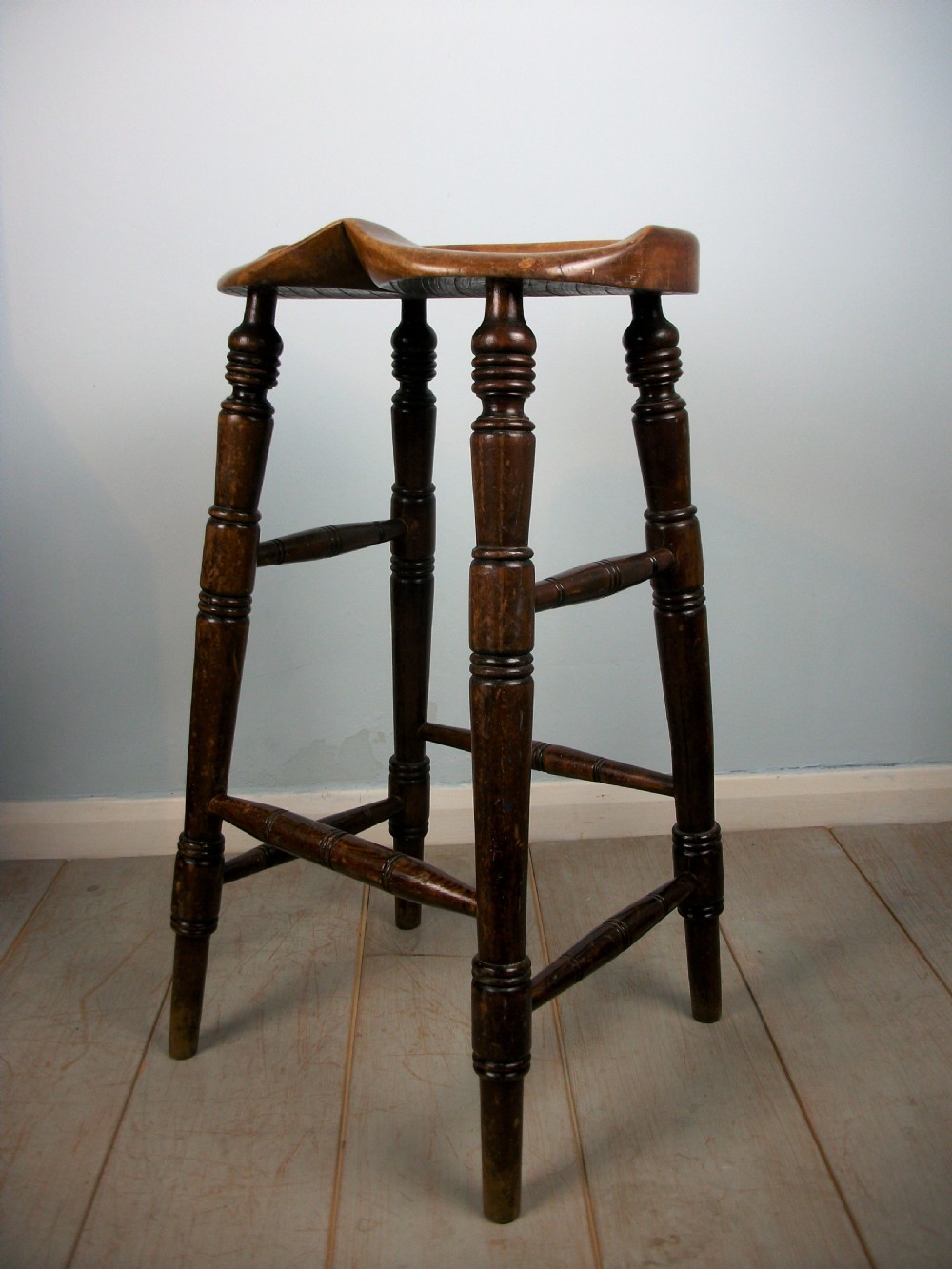 Antique Elm Artist's or Bar Saddle Seat Stool View VI