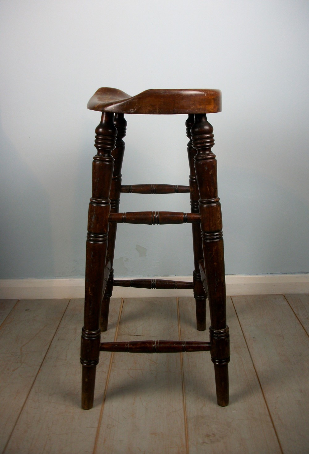 Antique Elm Artist's or Bar Saddle Seat Stool View VIII