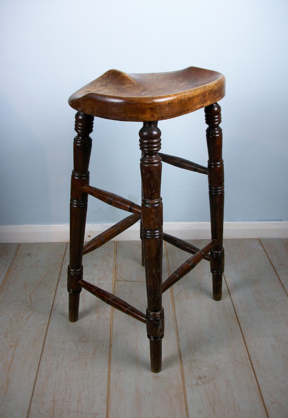 Antique Elm Artist's or Bar Saddle Seat Stool View IX