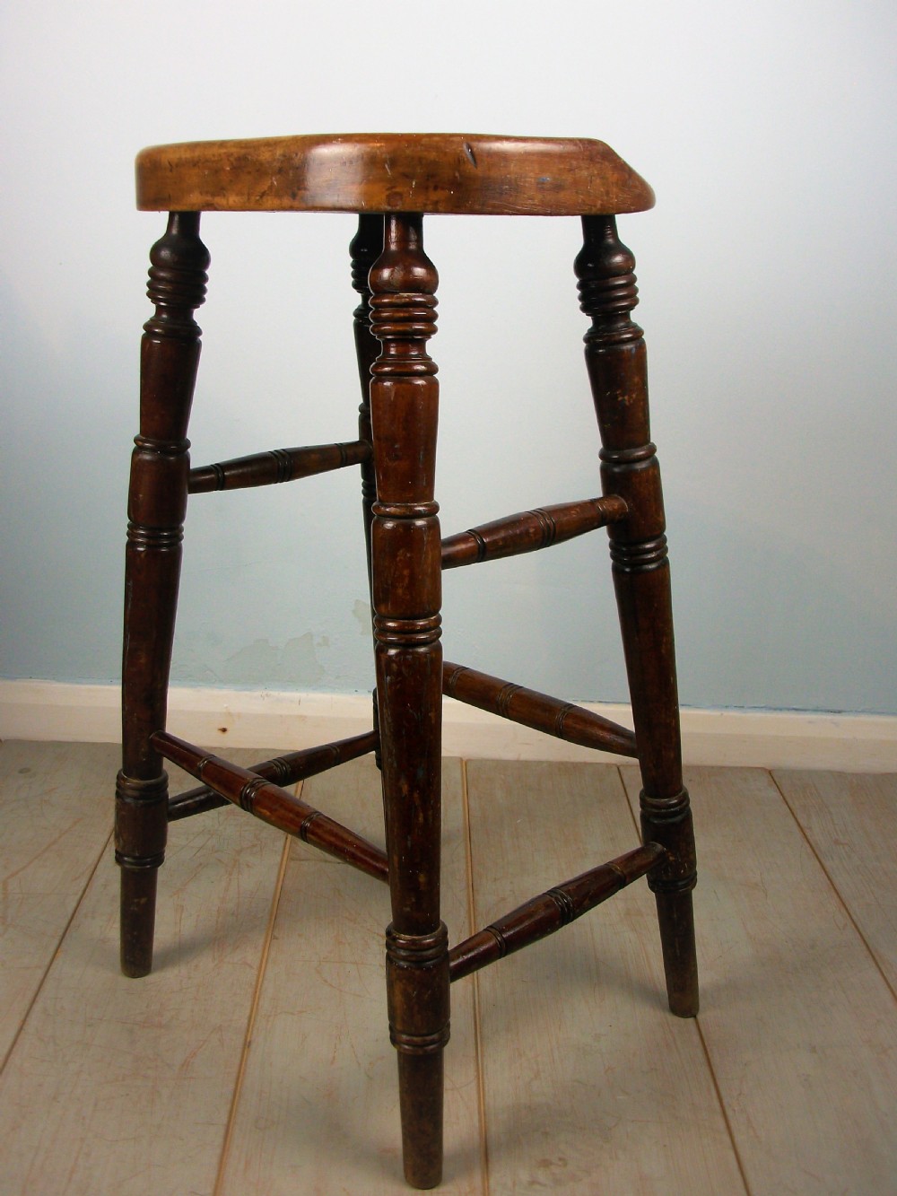 Antique Elm Artist's or Bar Saddle Seat Stool View XI