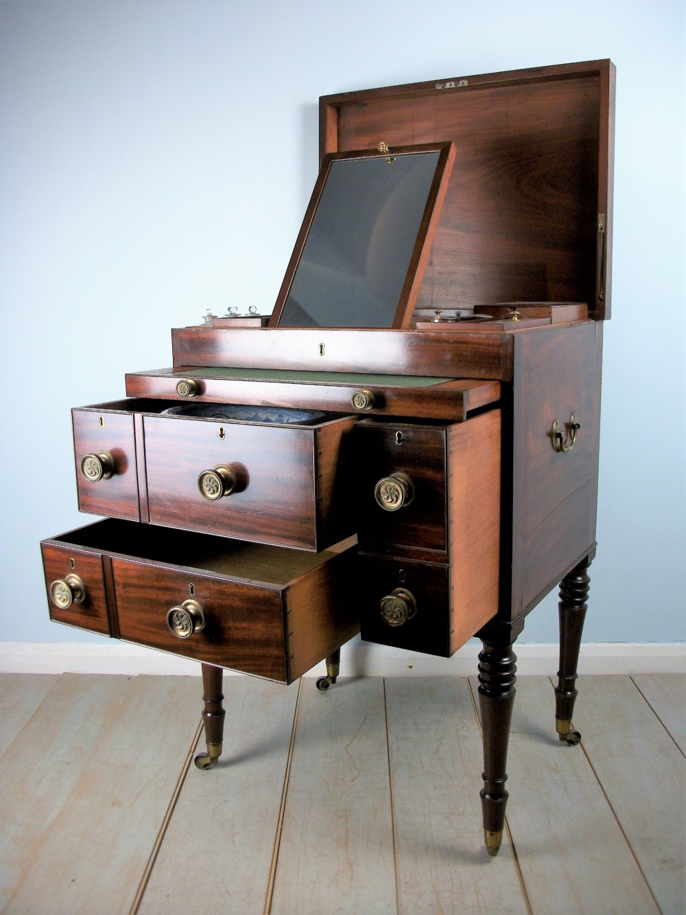 A Late Georgian Officer's Military Campaign Dressing Chest & Writing Slope View XXIII