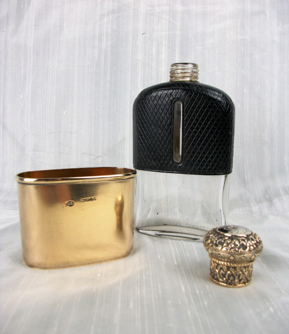 Silver Gilt Hip Flask London 1884 View V
