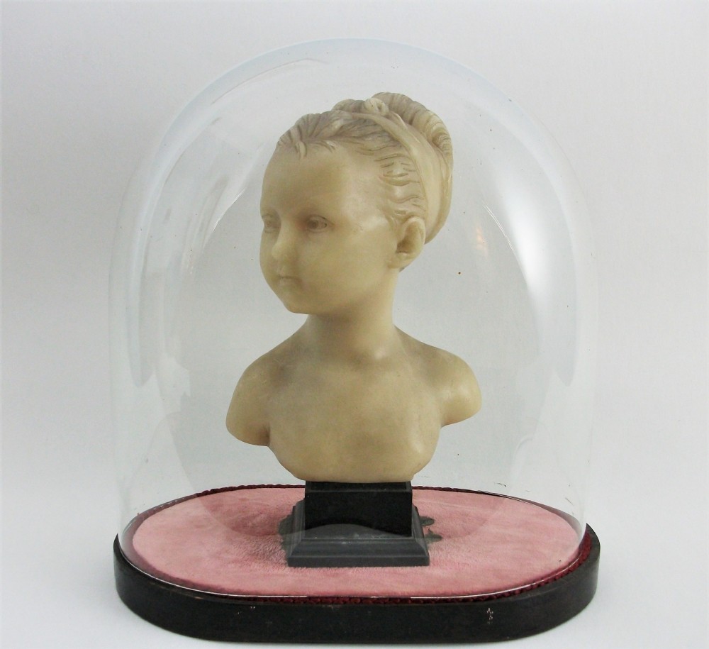 Wax sculpture of Louise Brongniart Under a Glass Dome