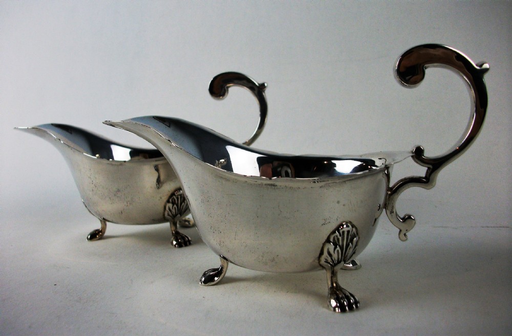 Pair of Silver Sauce Boats Birmingham 1937 View III