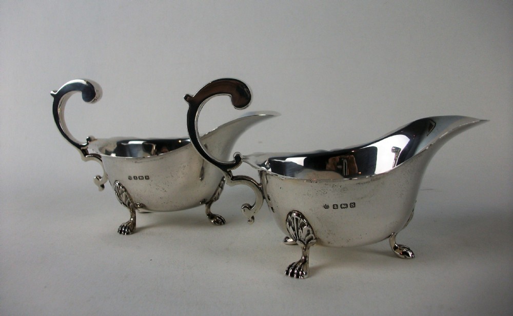 Pair of Silver Sauce Boats Birmingham 1937 View VII