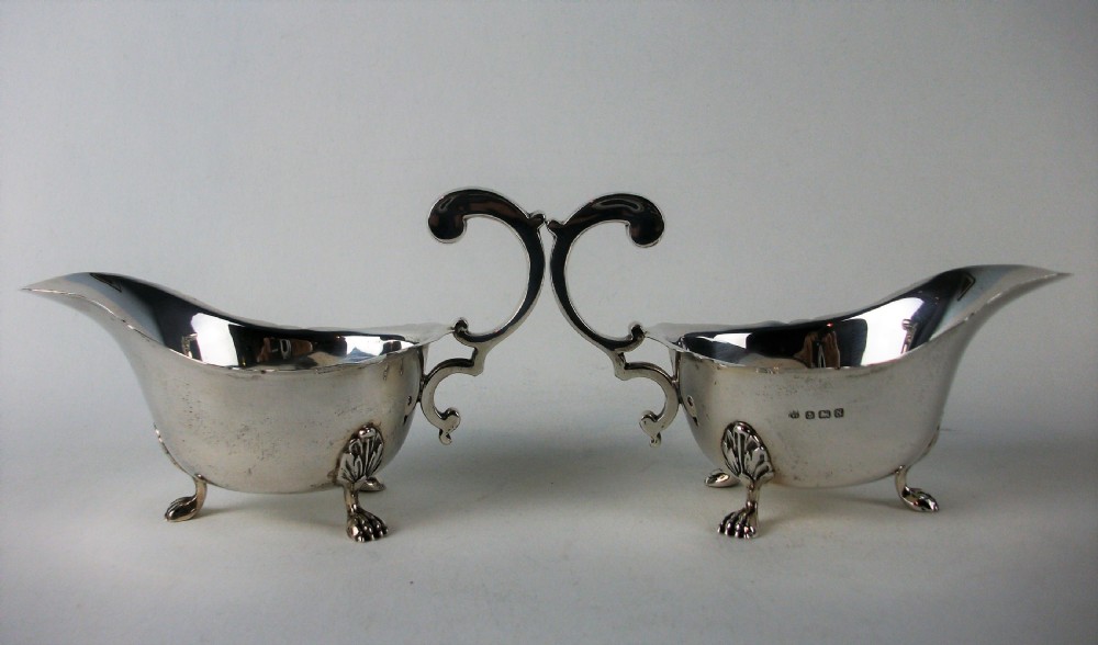 Pair of Silver Sauce Boats Birmingham 1937 View IX