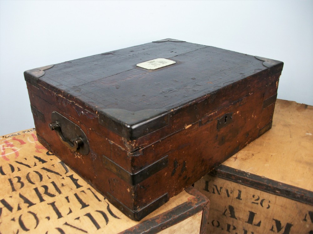 19th Century Brass Bound Military campaign Document Box from the Boer War Era circa 1900