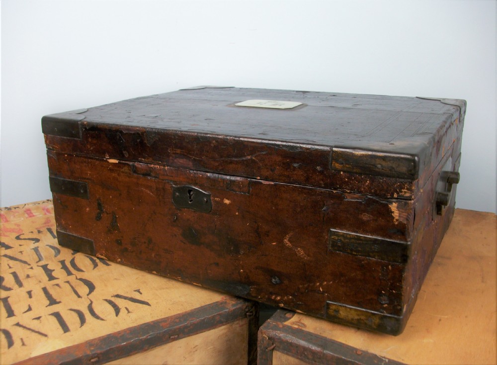 19th Century Brass Bound Military campaign Document Box from the Boer War Era circa 1900 View II