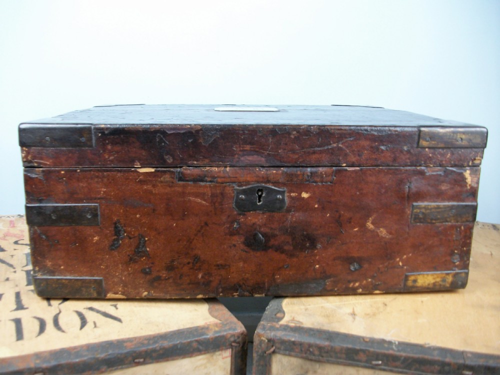 19th Century Brass Bound Military campaign Document Box from the Boer War Era circa 1900 View III