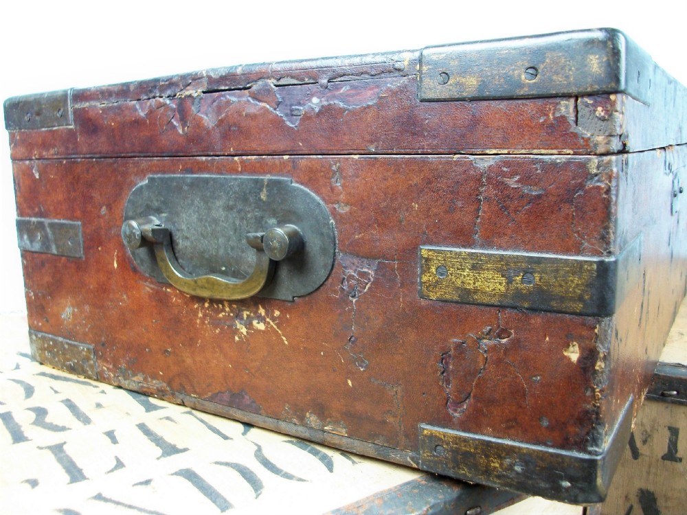 19th Century Brass Bound Military campaign Document Box from the Boer War Era circa 1900 View IV