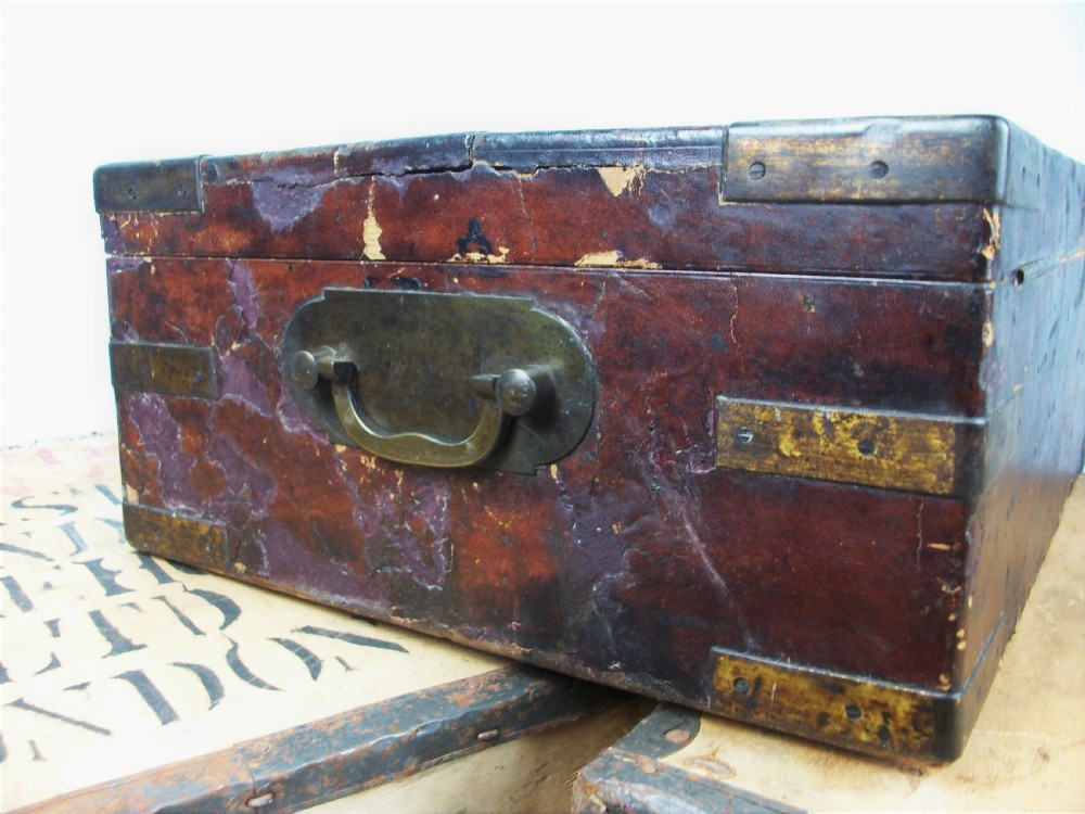 19th Century Brass Bound Military campaign Document Box from the Boer War Era circa 1900 View V