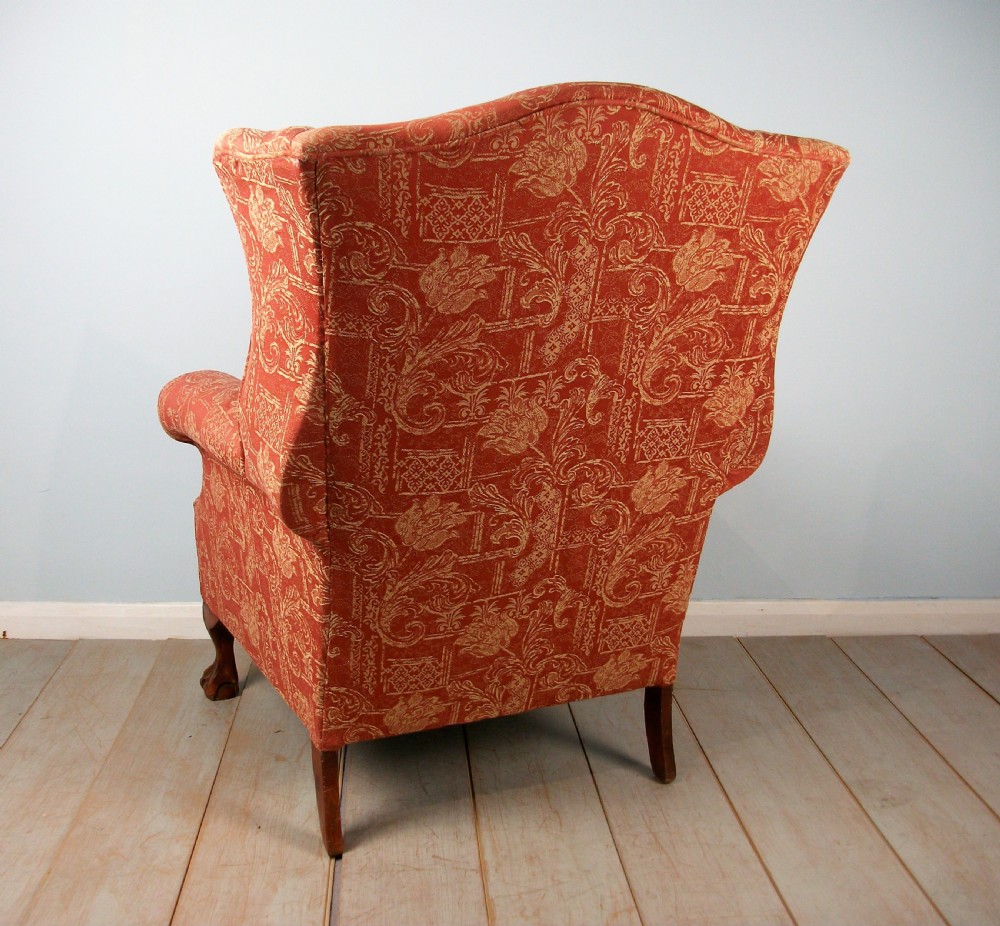 English Mahogany Wing Back Armchair View V