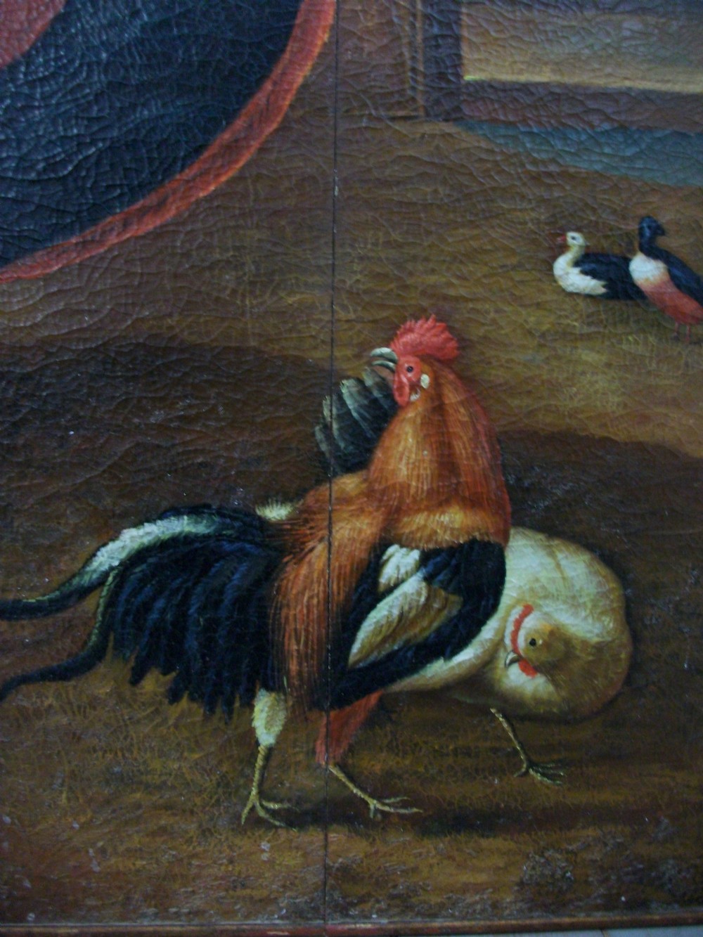 Large Wall Art Oil Painting Depicting Exotic Animals & Birds designed as a Six Panel Folding Dressing Screen Room Divider View VII