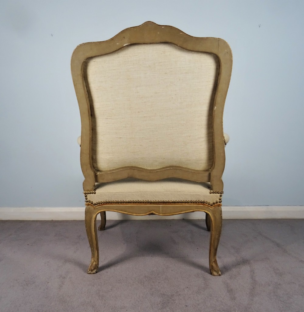 A Fine Pair of Painted & Gilt French Armchairs  Fauteuil View IV