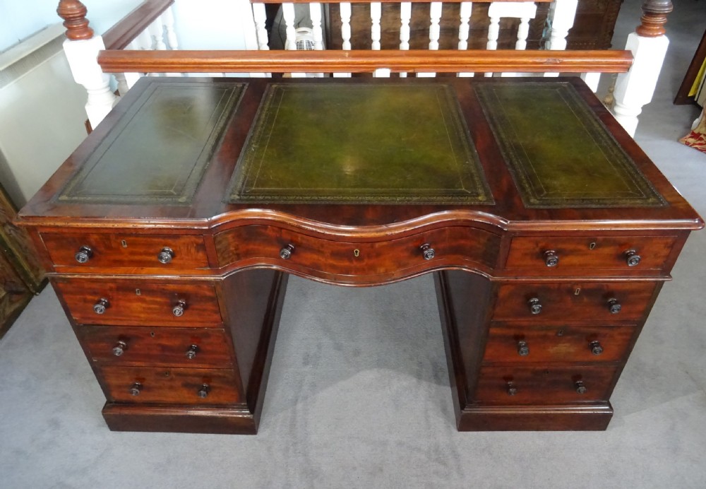 Large mahogany centre pedestal desk View X