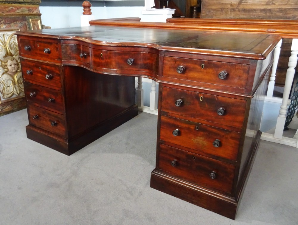 Large mahogany centre pedestal desk