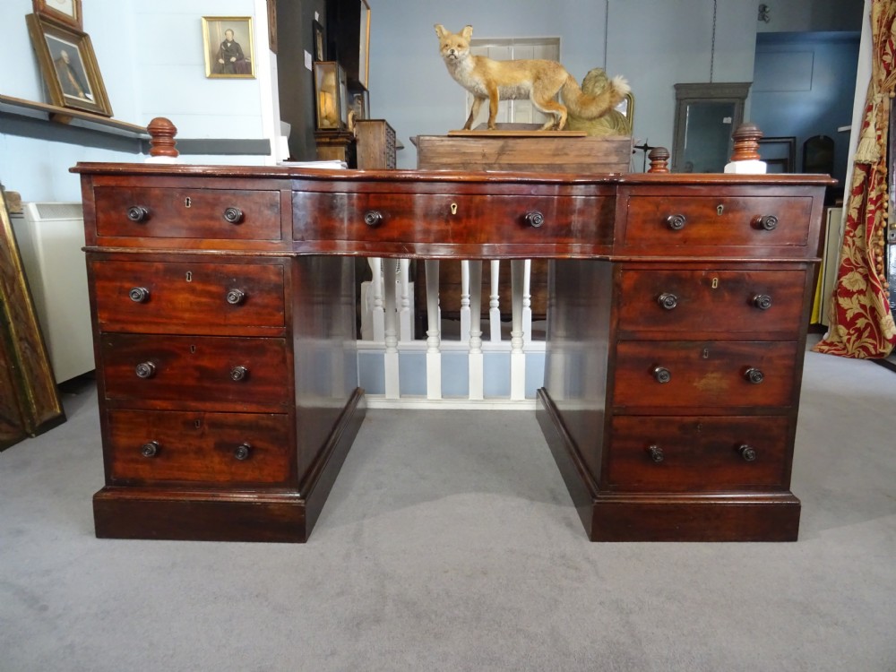 Large mahogany centre pedestal desk View IV