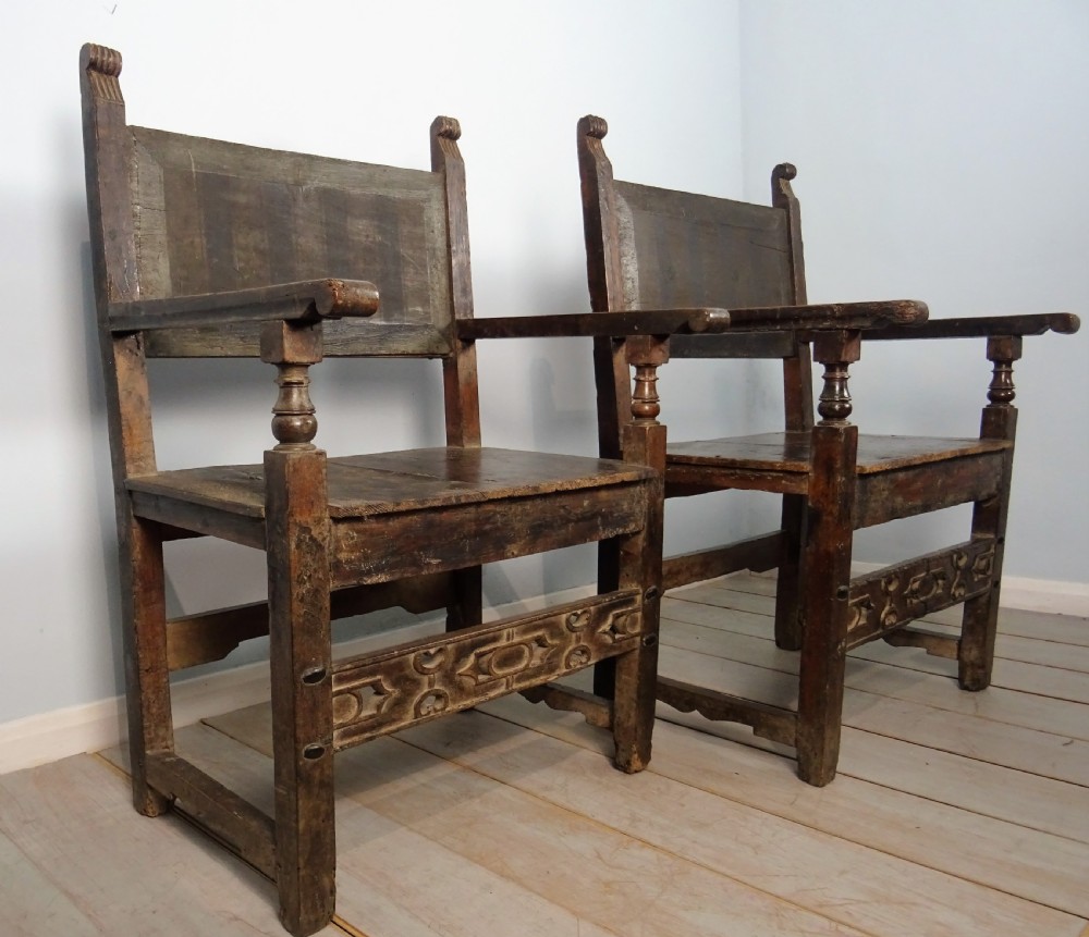 Italian Renaissance Chairs, two pairs