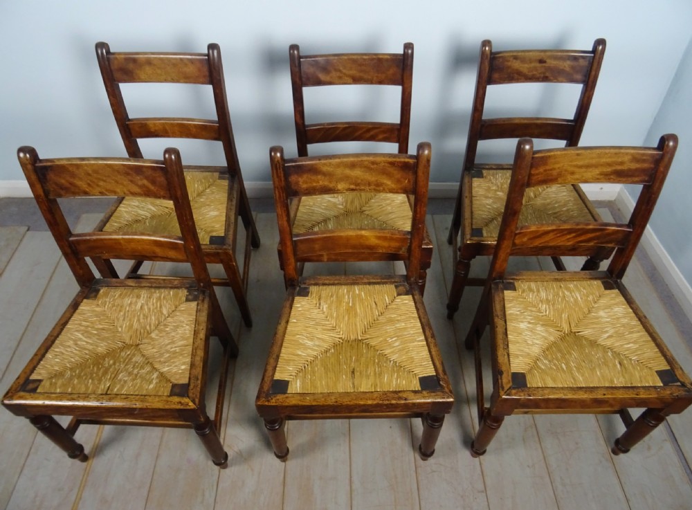 Set of six late C18th Mahogany and Fruitwood Country House Chairs View III