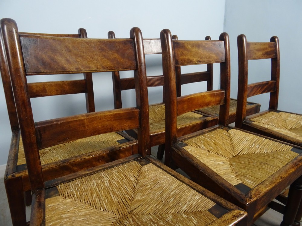Set of six late C18th Mahogany and Fruitwood Country House Chairs