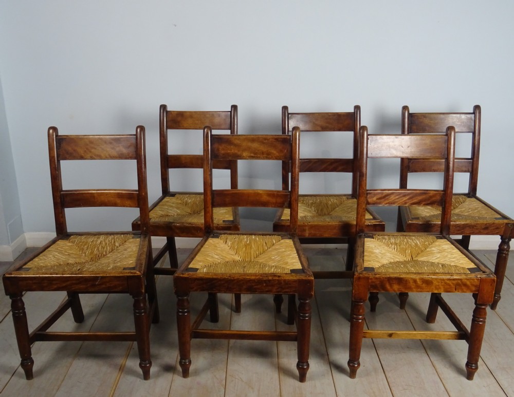 Set of six late C18th Mahogany and Fruitwood Country House Chairs View VI