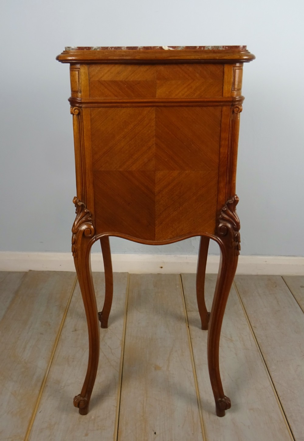 Pair of French Walnut and Marble Bedside Cupboards View IX