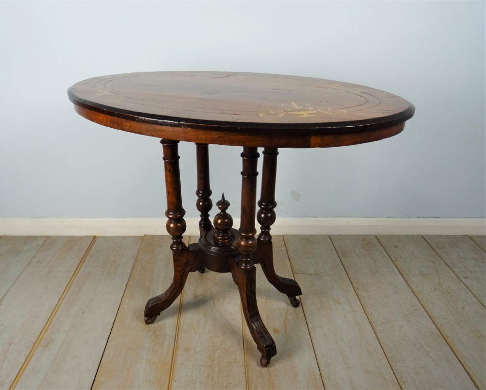Inlaid Oval Walnut Occasional Side Table View II