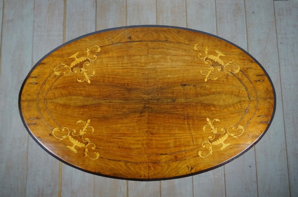 Inlaid Oval Walnut Occasional Side Table View IV
