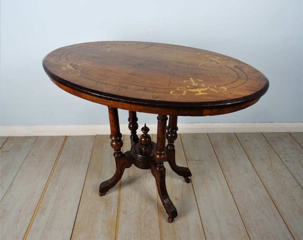 Inlaid Oval Walnut Occasional Side Table View V