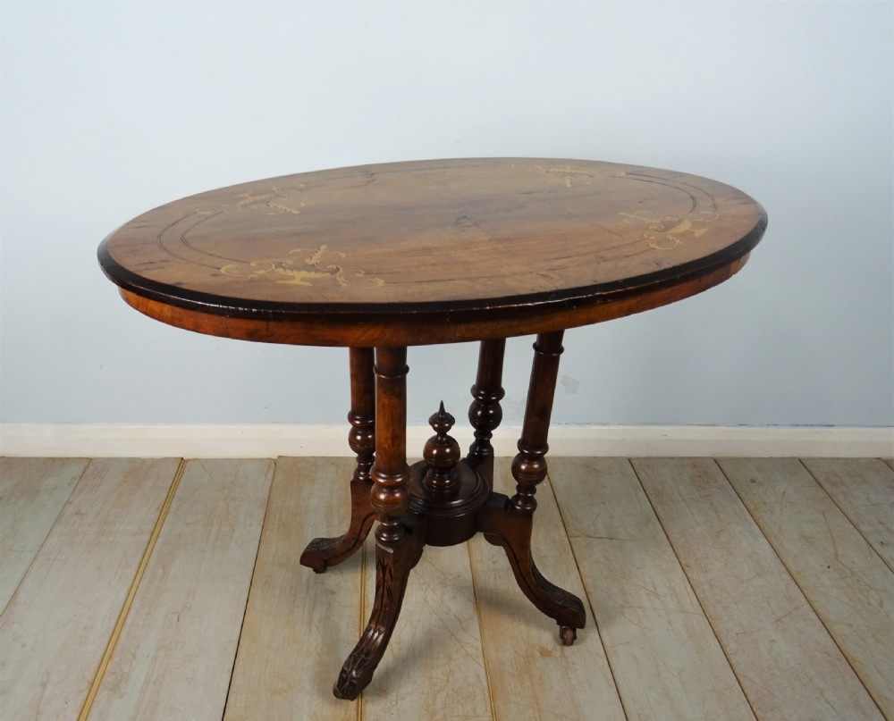 Inlaid Oval Walnut Occasional Side Table View VI