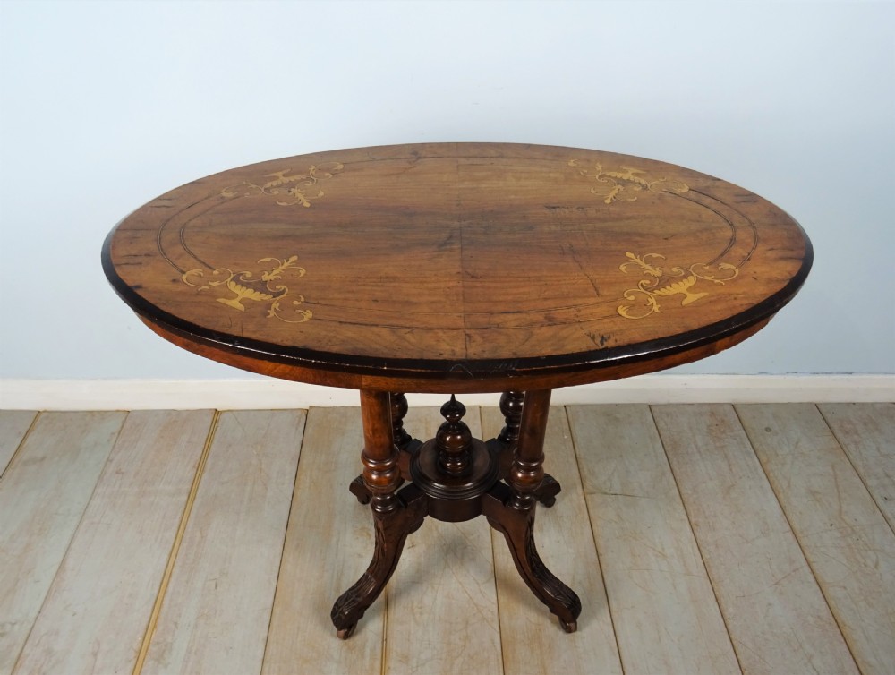 Inlaid Oval Walnut Occasional Side Table View VII