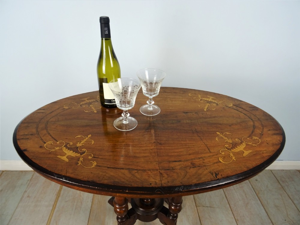 Inlaid Oval Walnut Occasional Side Table View X