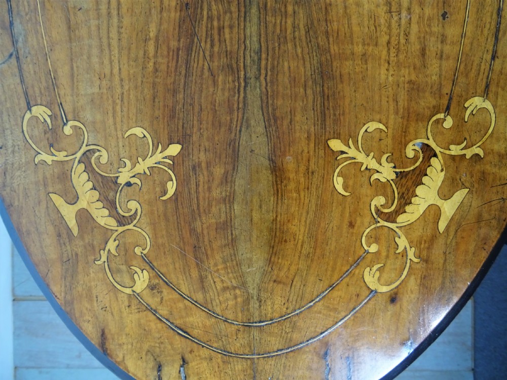 Inlaid Oval Walnut Occasional Side Table View XI