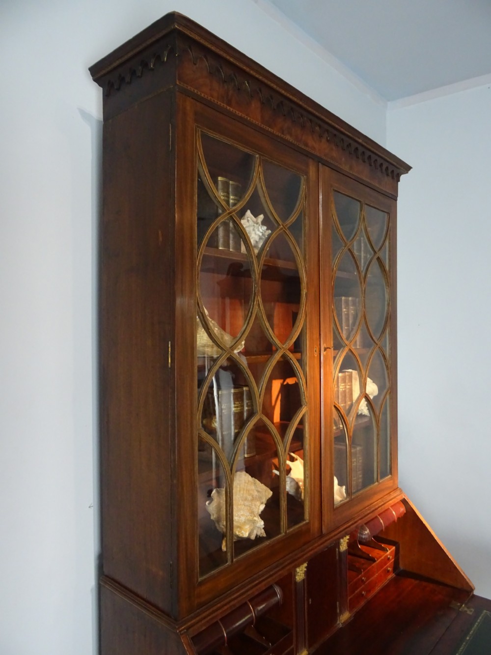 18th Century Georgian Mahogany Bureau Bookcase View V
