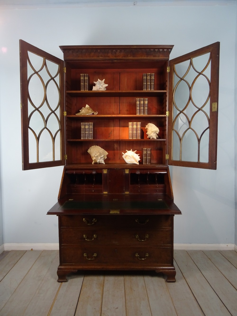 18th Century Georgian Mahogany Bureau Bookcase View VIII