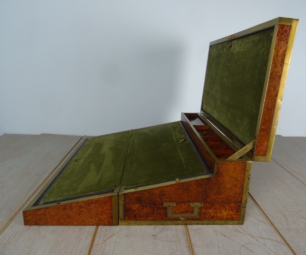 Rare Amboyna Military Georgian Campaign Triple Writing Slope. View VII