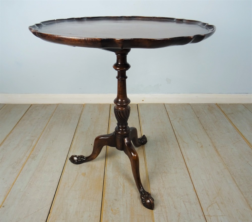 19th Century Mahogany Pie Crust Tilt Top Tripod Occasional Table View II