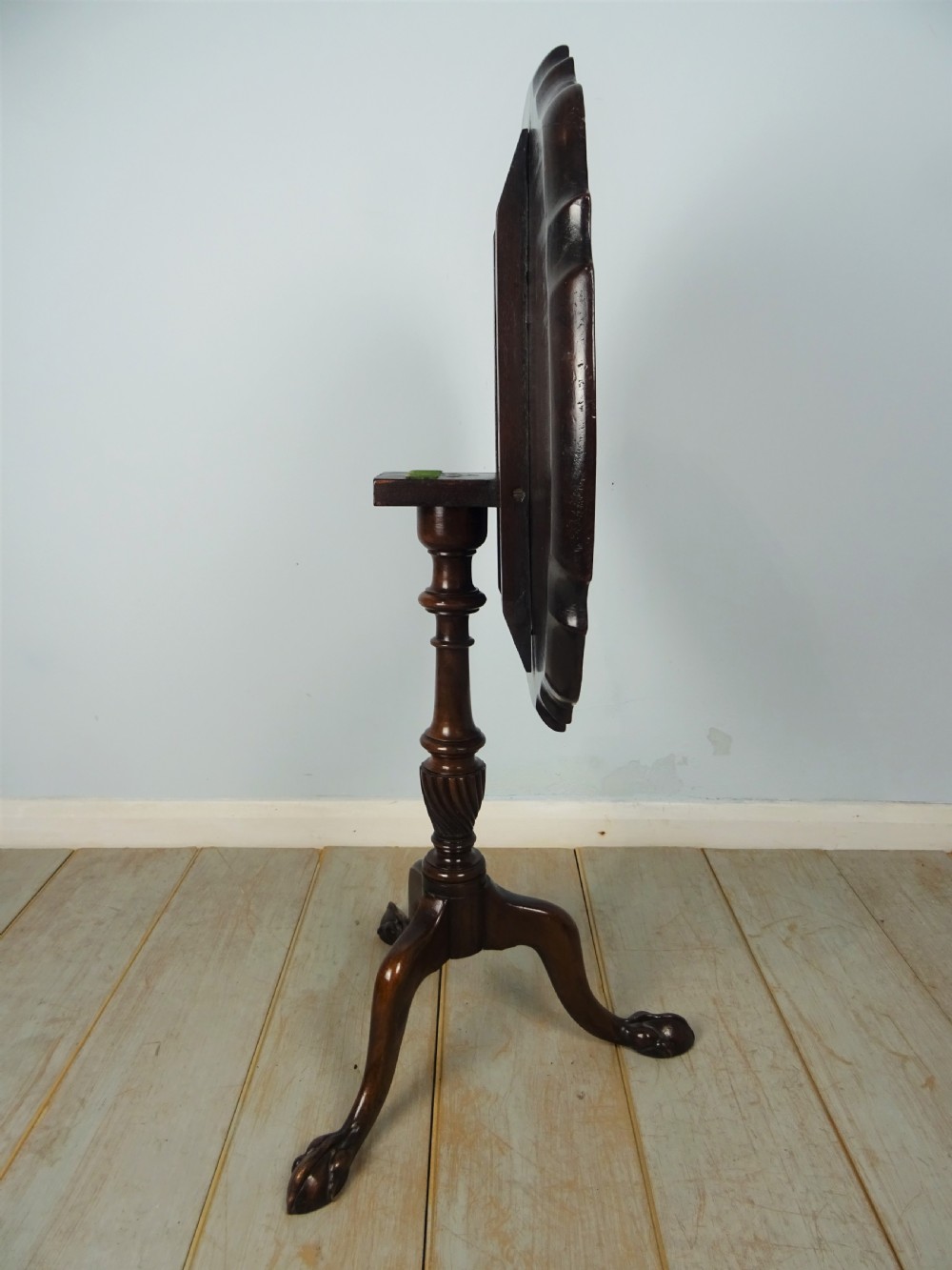 19th Century Mahogany Pie Crust Tilt Top Tripod Occasional Table View IV