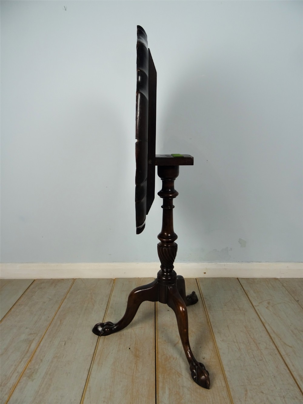19th Century Mahogany Pie Crust Tilt Top Tripod Occasional Table View V