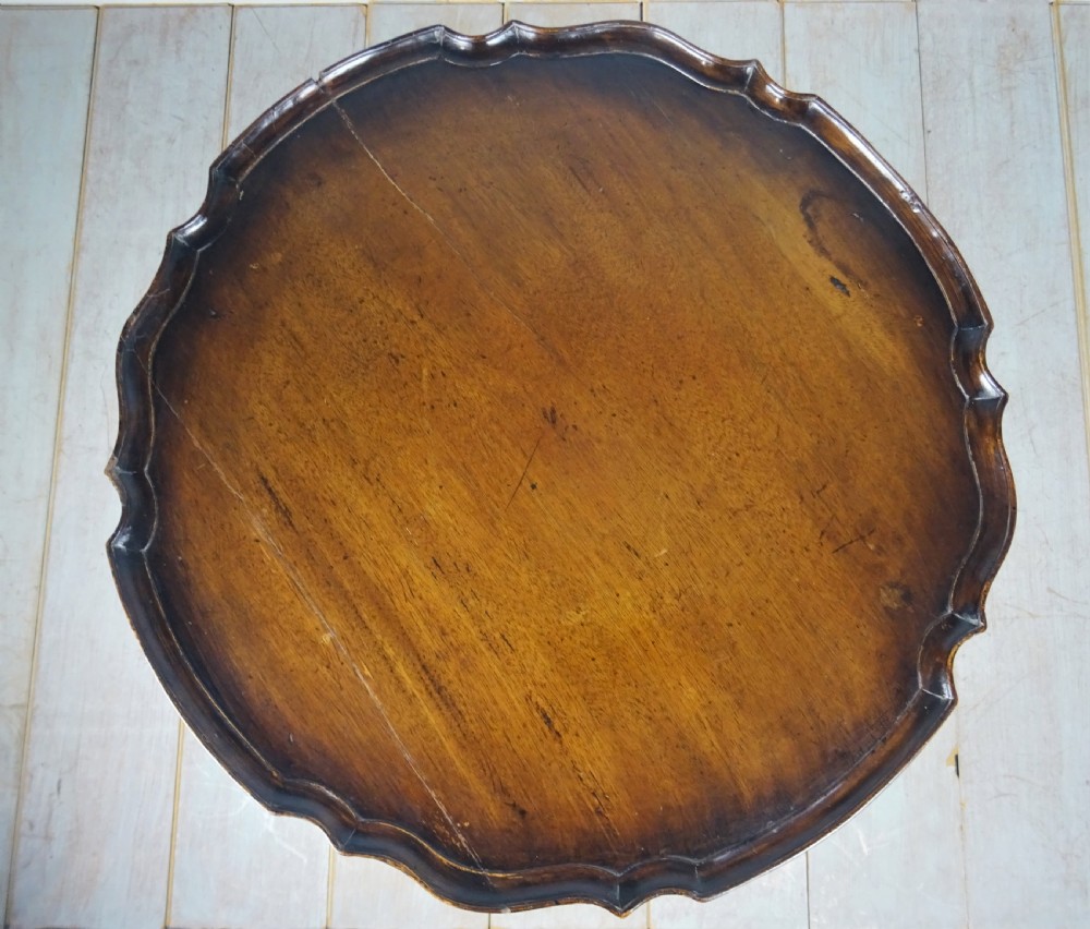 19th Century Mahogany Pie Crust Tilt Top Tripod Occasional Table View X