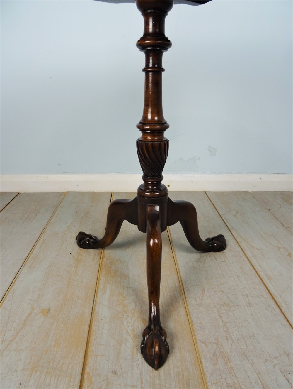 19th Century Mahogany Pie Crust Tilt Top Tripod Occasional Table View XI