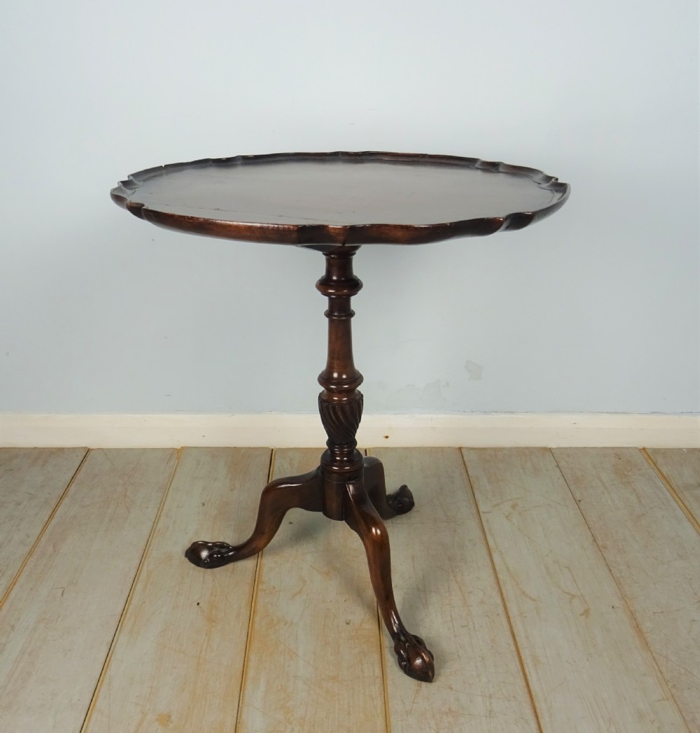 19th Century Mahogany Pie Crust Tilt Top Tripod Occasional Table View XII