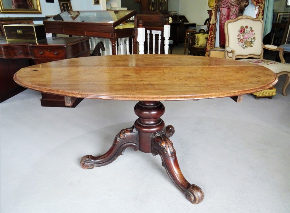 19th C Walnut Oval Dining Table