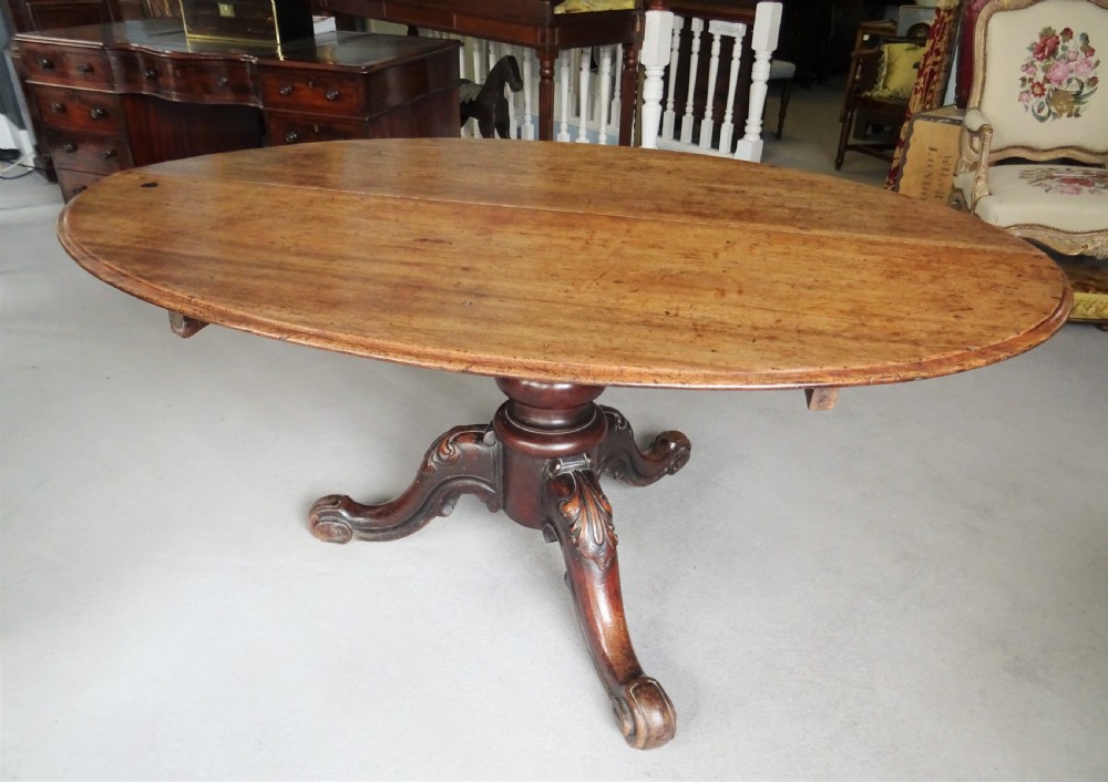 19th C Walnut Oval Dining Table View III